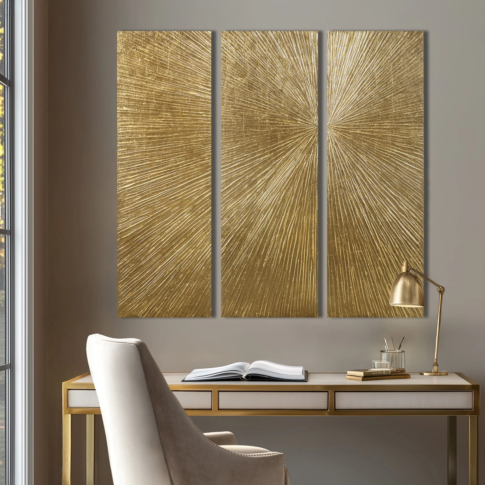 Sunburst Hand Painted Triptych 3-Piece Dimensional Resin Wall Art Set - Image 25