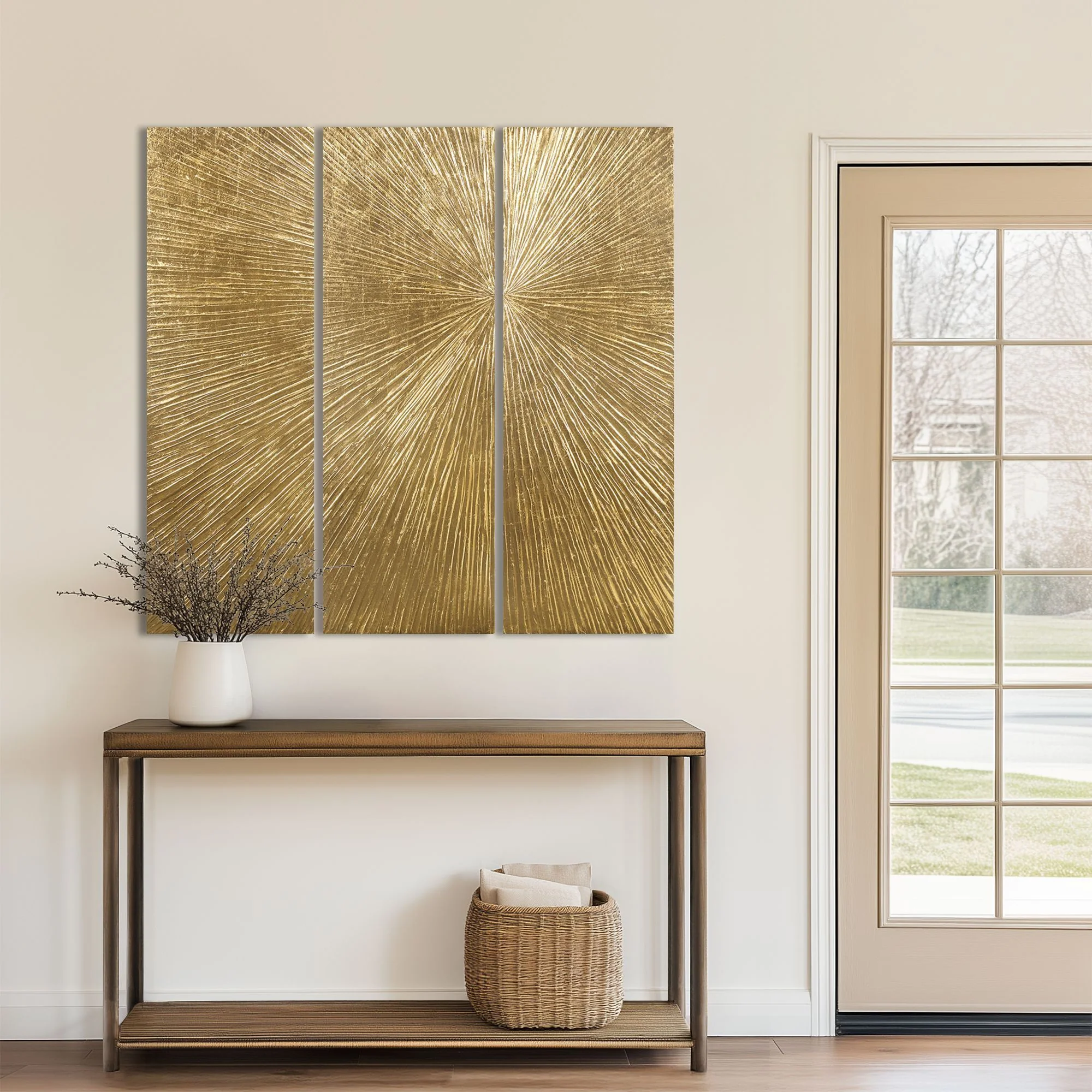 Sunburst Hand Painted Triptych 3-Piece Dimensional Resin Wall Art Set - Image 26