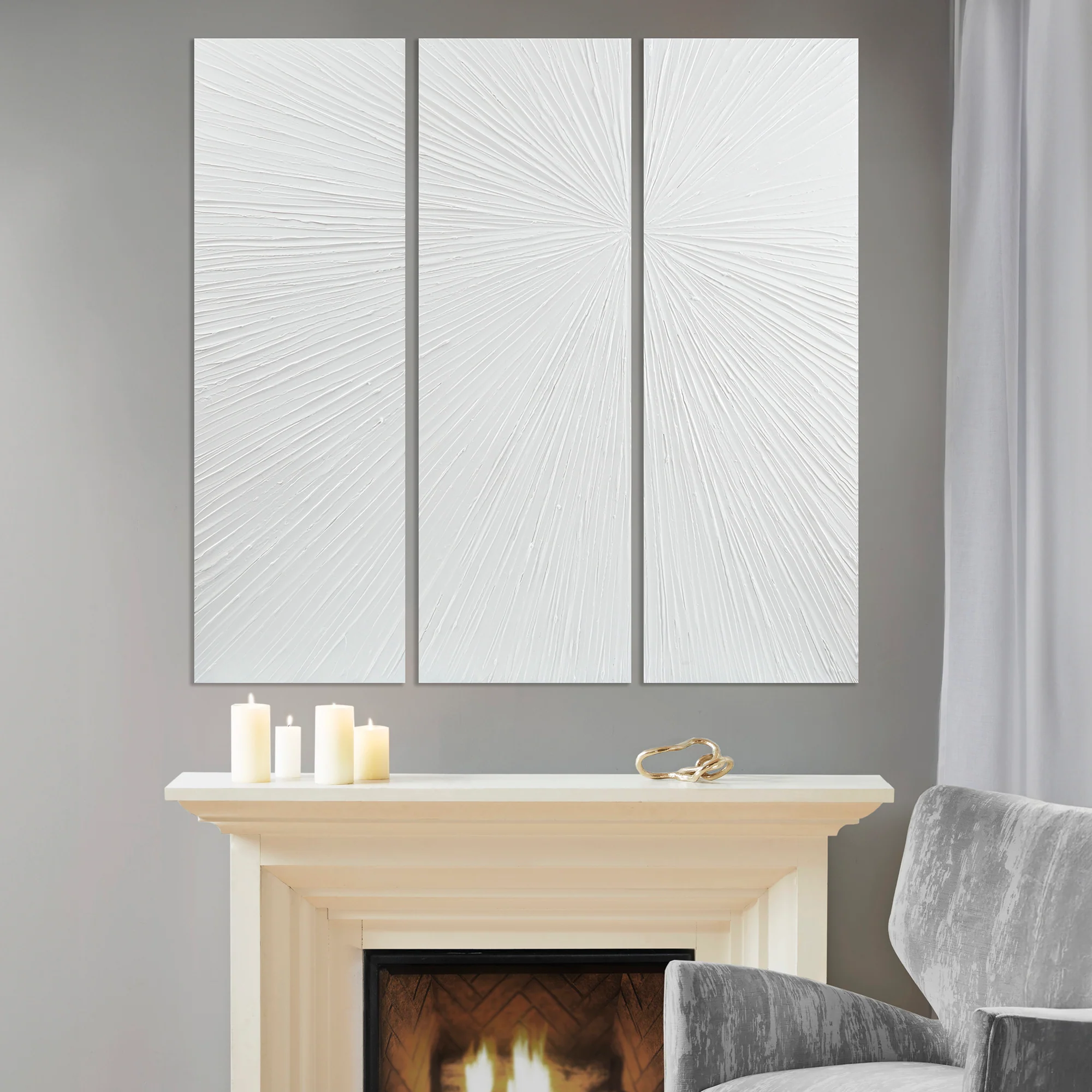 Sunburst Hand Painted Triptych 3-Piece Dimensional Resin Wall Art Set - Image 3