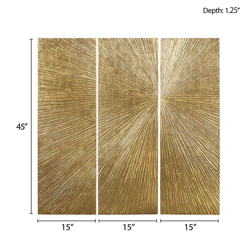 Sunburst Hand Painted Triptych 3-Piece Dimensional Resin Wall Art Set - Image 32