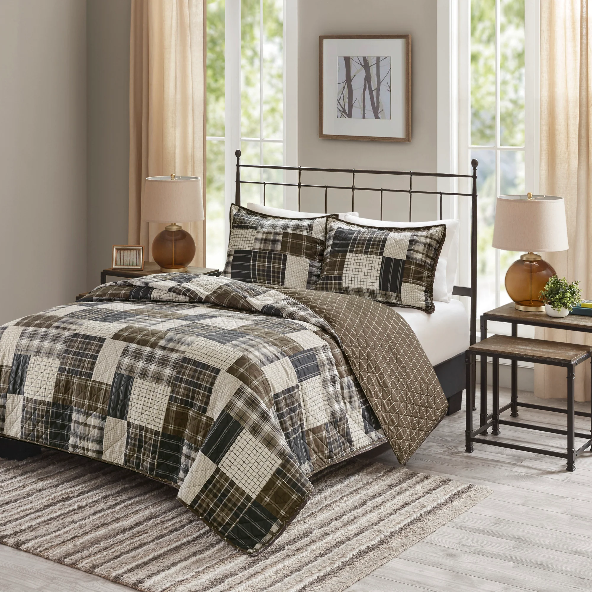 Timber 3-Piece Reversible Printed Quilt Set