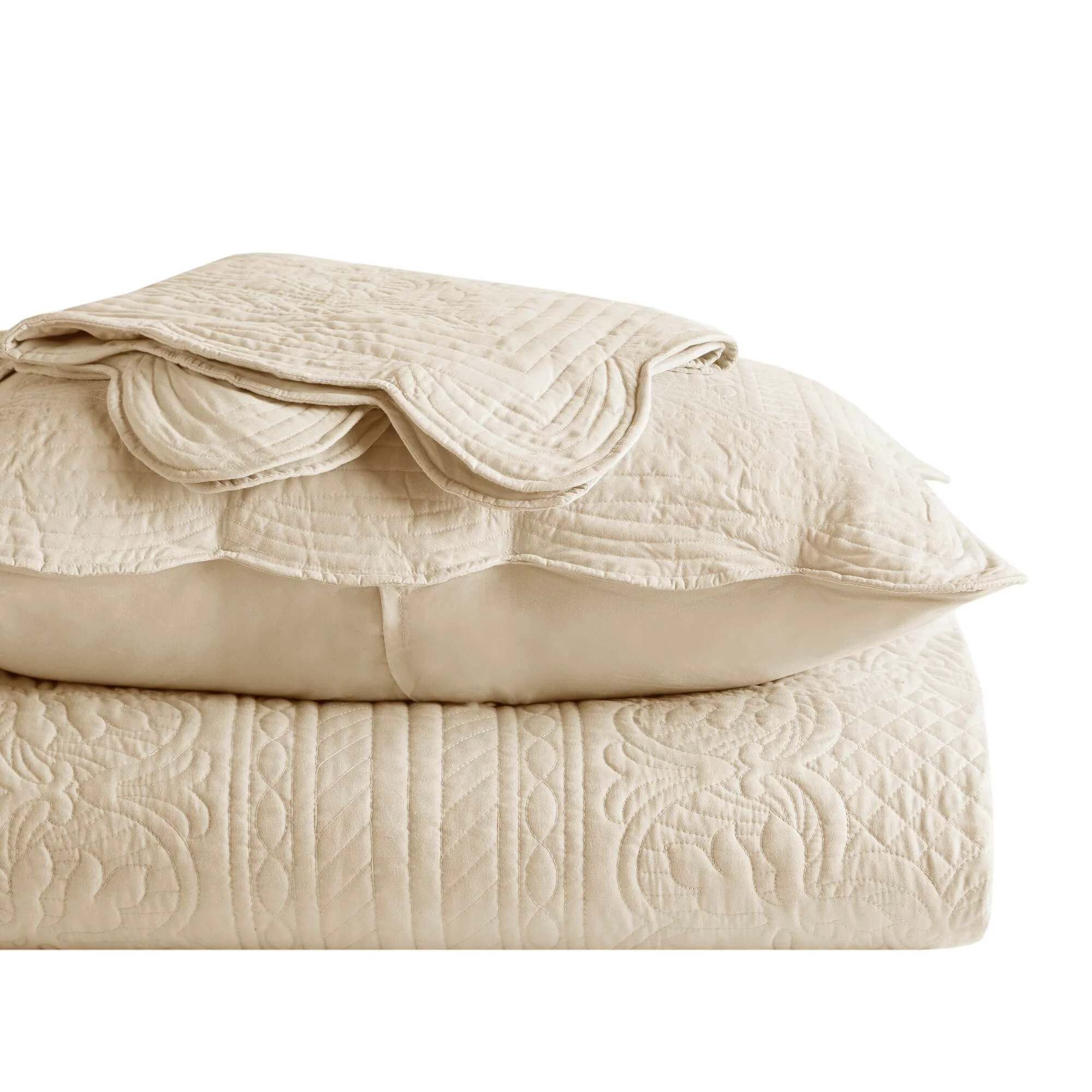 Tuscany 3-Piece Reversible Scalloped Edge Quilt Set - Image 46