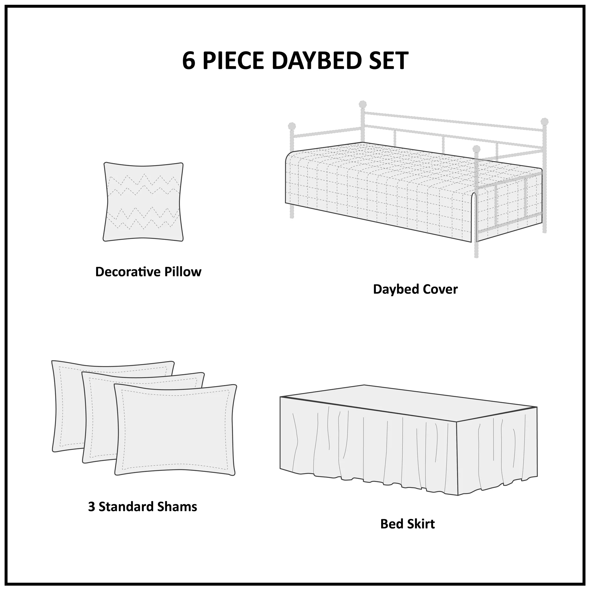 Tuscany 6-Piece Scalloped Edge Daybed Cover Set - Image 52