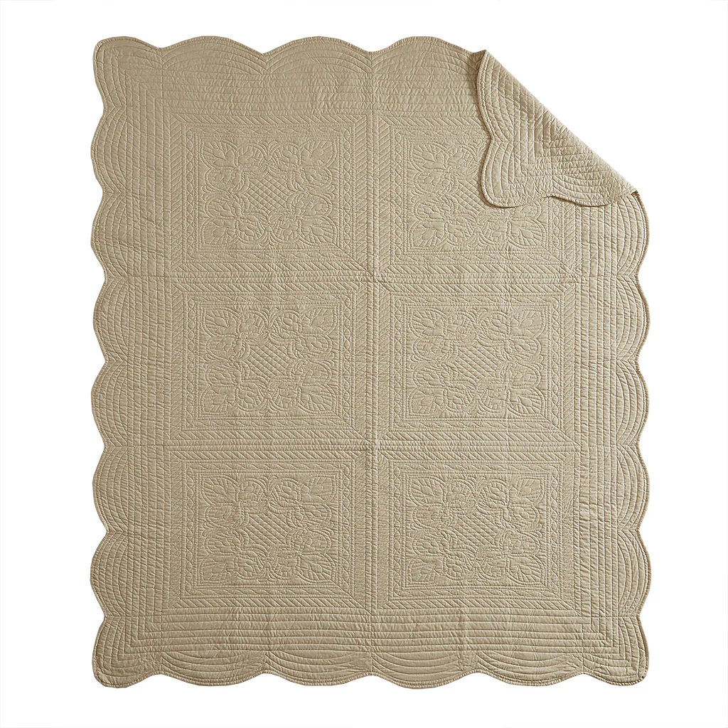 Tuscany Oversized Quilted Throw with Scalloped Edges - Image 26