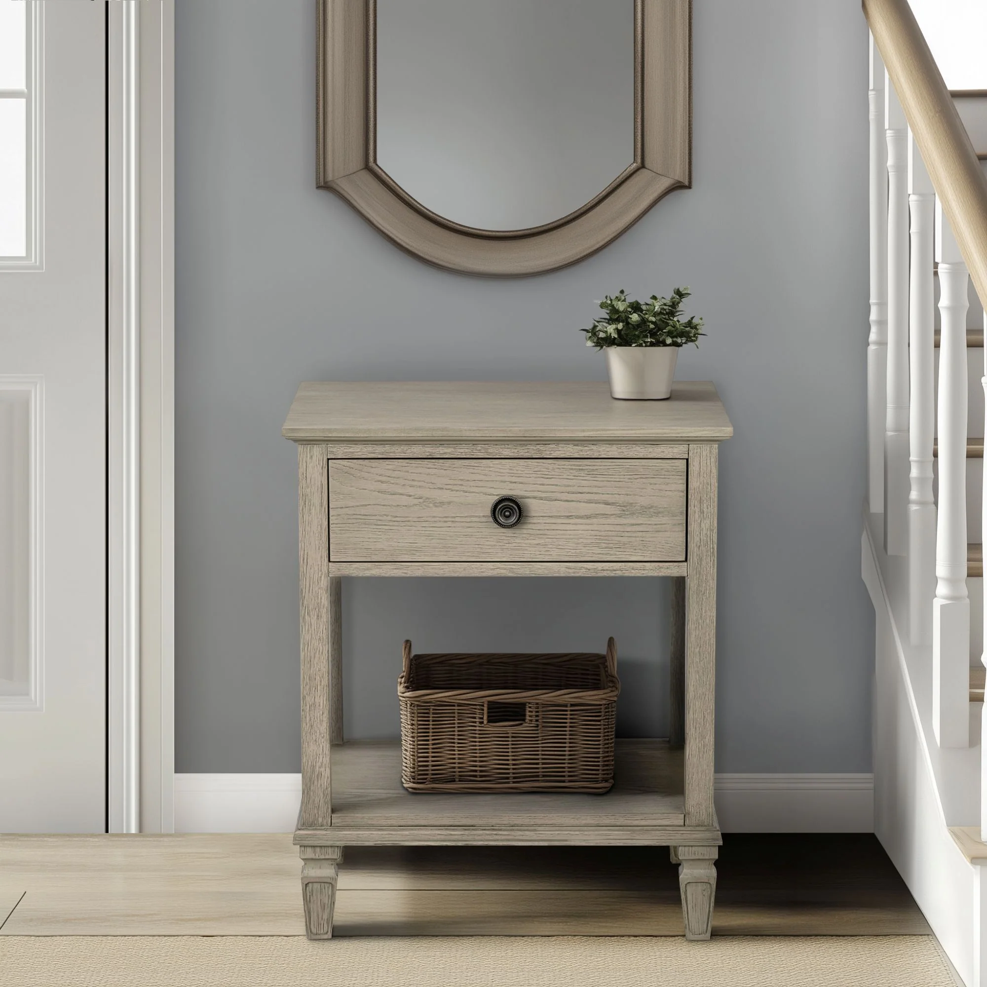 Victoria one-drawer wood bedside table with shelf - Image 21