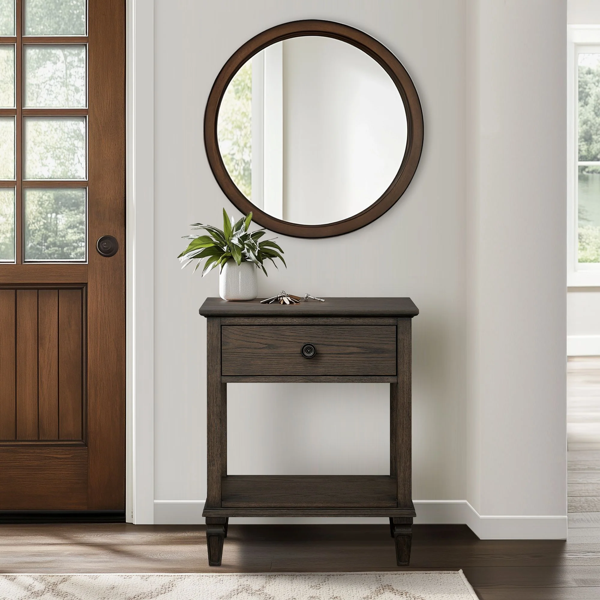 Victoria one-drawer wood bedside table with shelf - Image 51