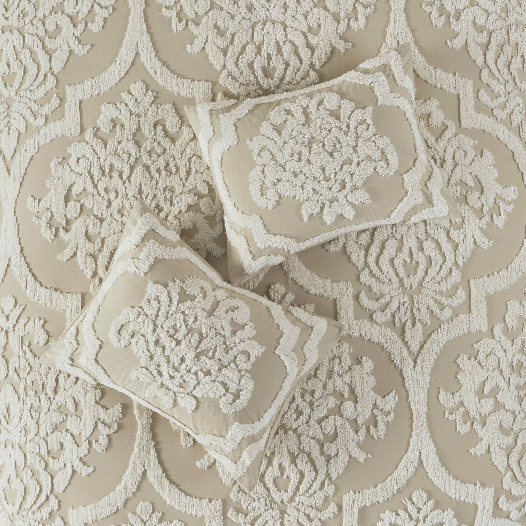 Viola 3-Piece Tufted Cotton Chenille Damask Comforter Set - Image 6