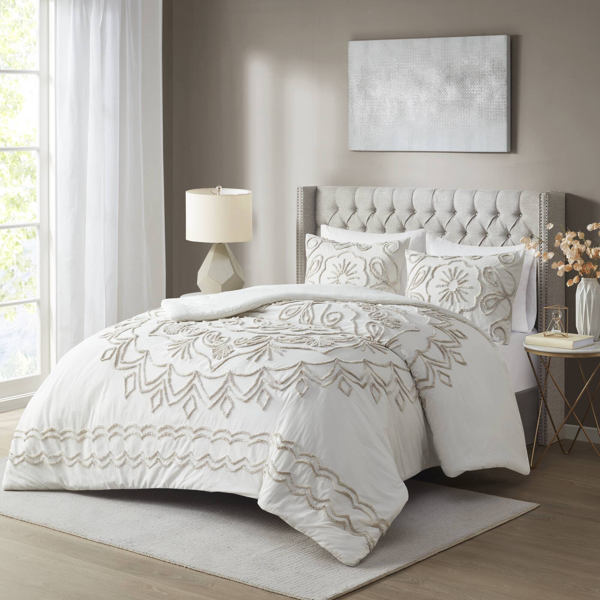 Violette 3-Piece Tufted Cotton Chenille Comforter Set