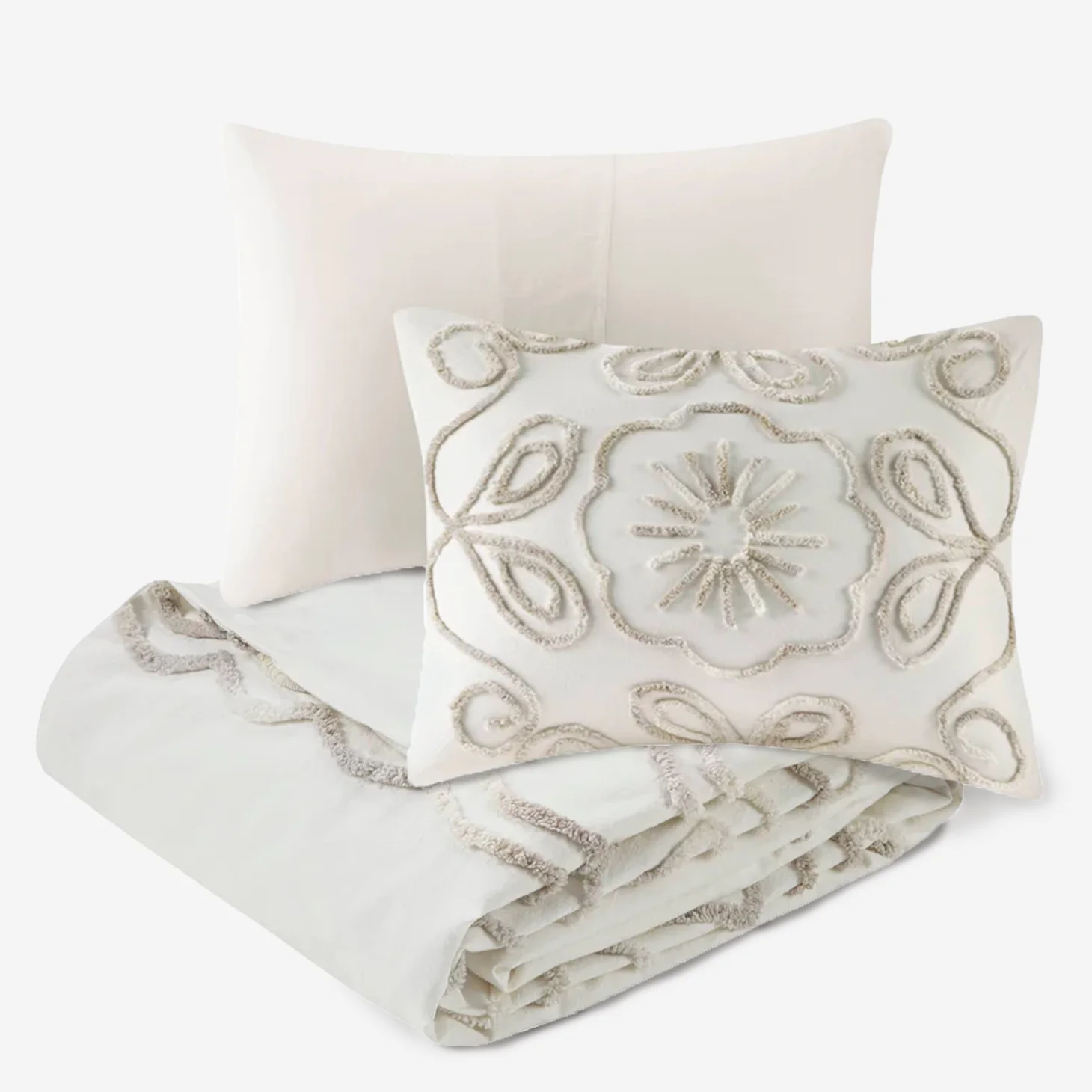 Violette 3-Piece Tufted Cotton Chenille Duvet Cover Set
