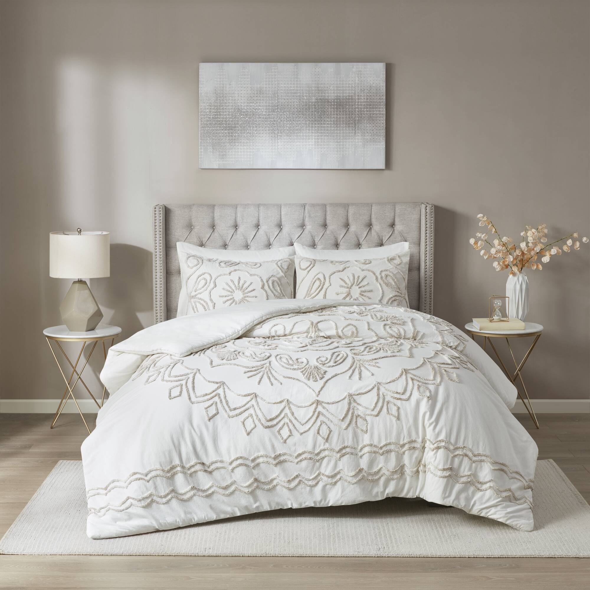 Violette 3-Piece Tufted Cotton Chenille Duvet Cover Set - Image 3