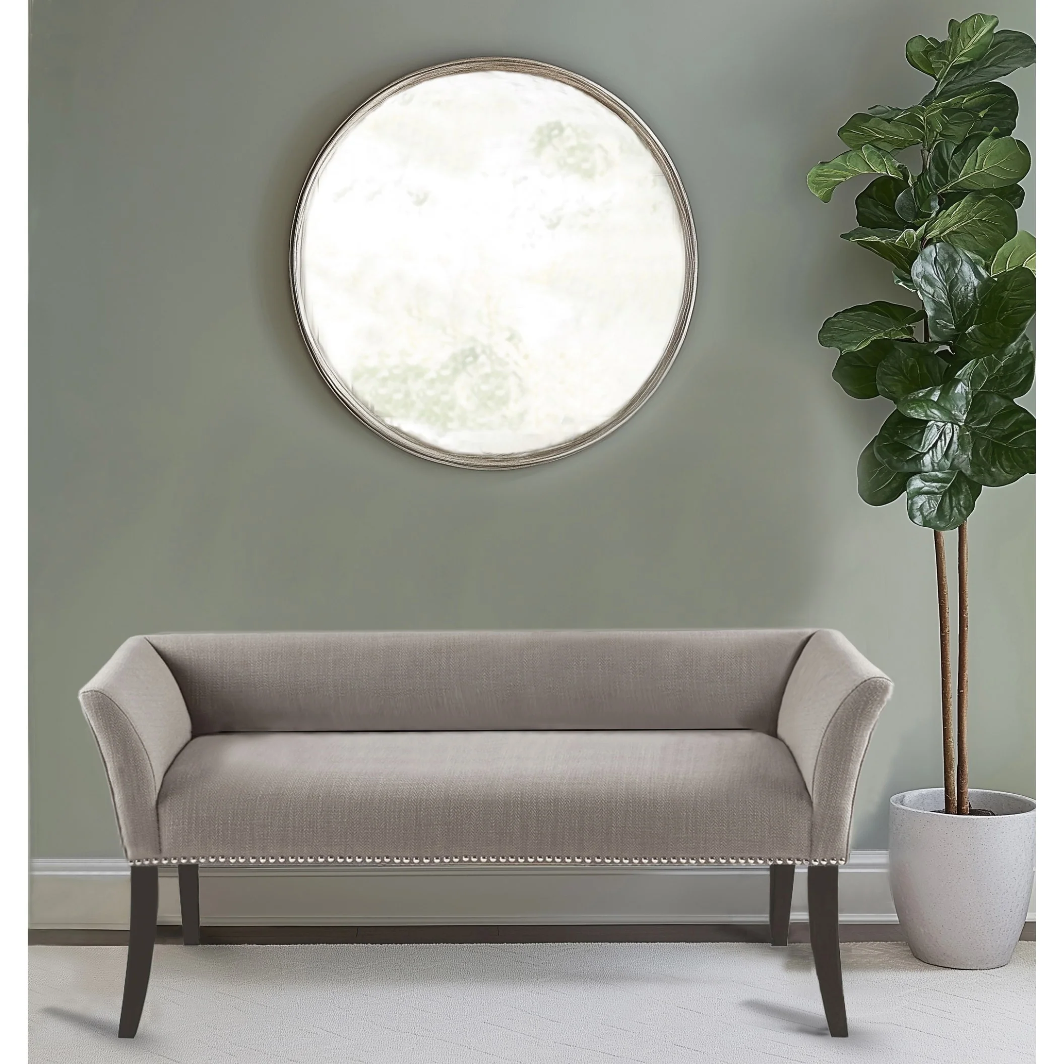 Welburn 49.5" Upholstered Bench with Back & Wood Legs - Image 14
