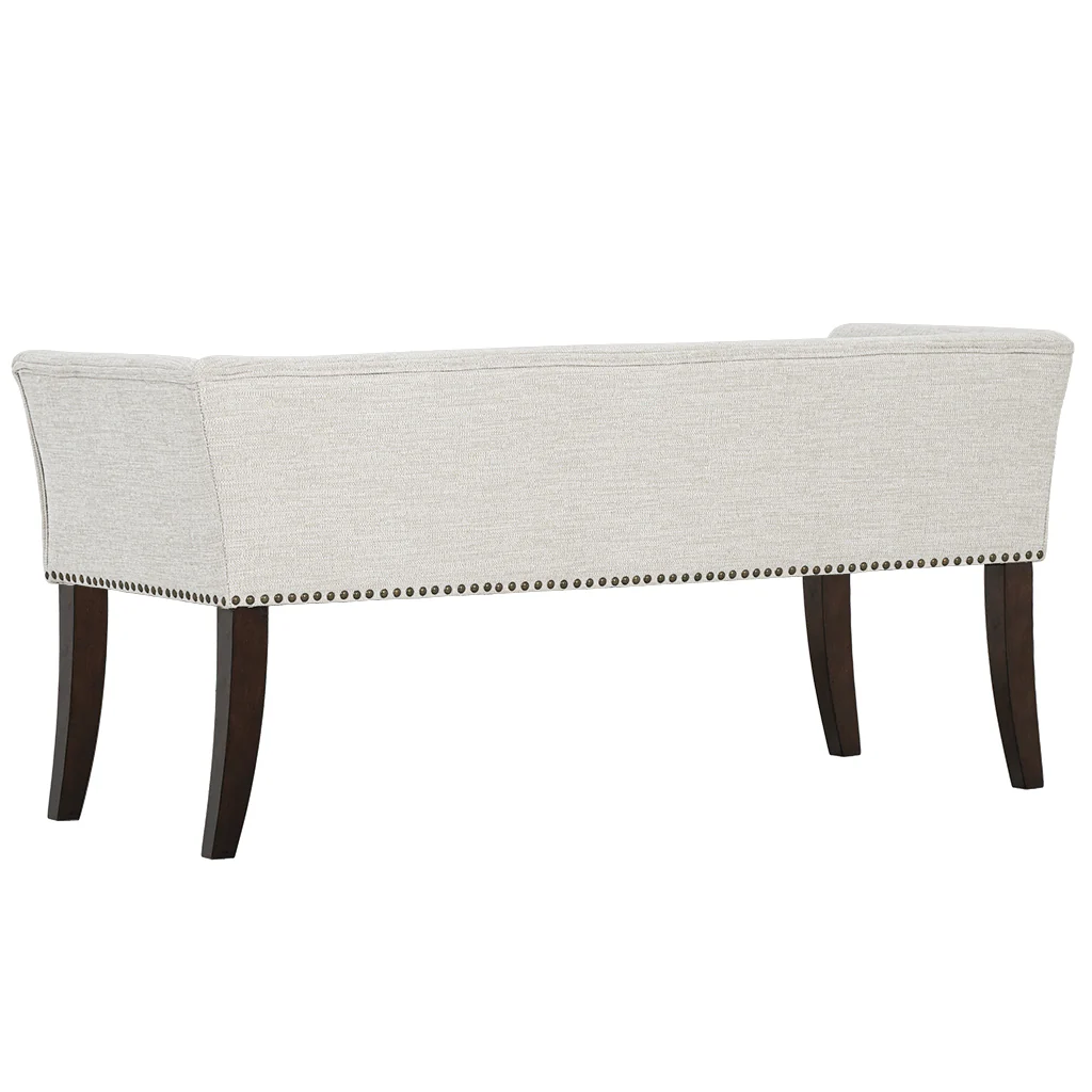 Welburn 49.5" Upholstered Bench with Back & Wood Legs - Image 25