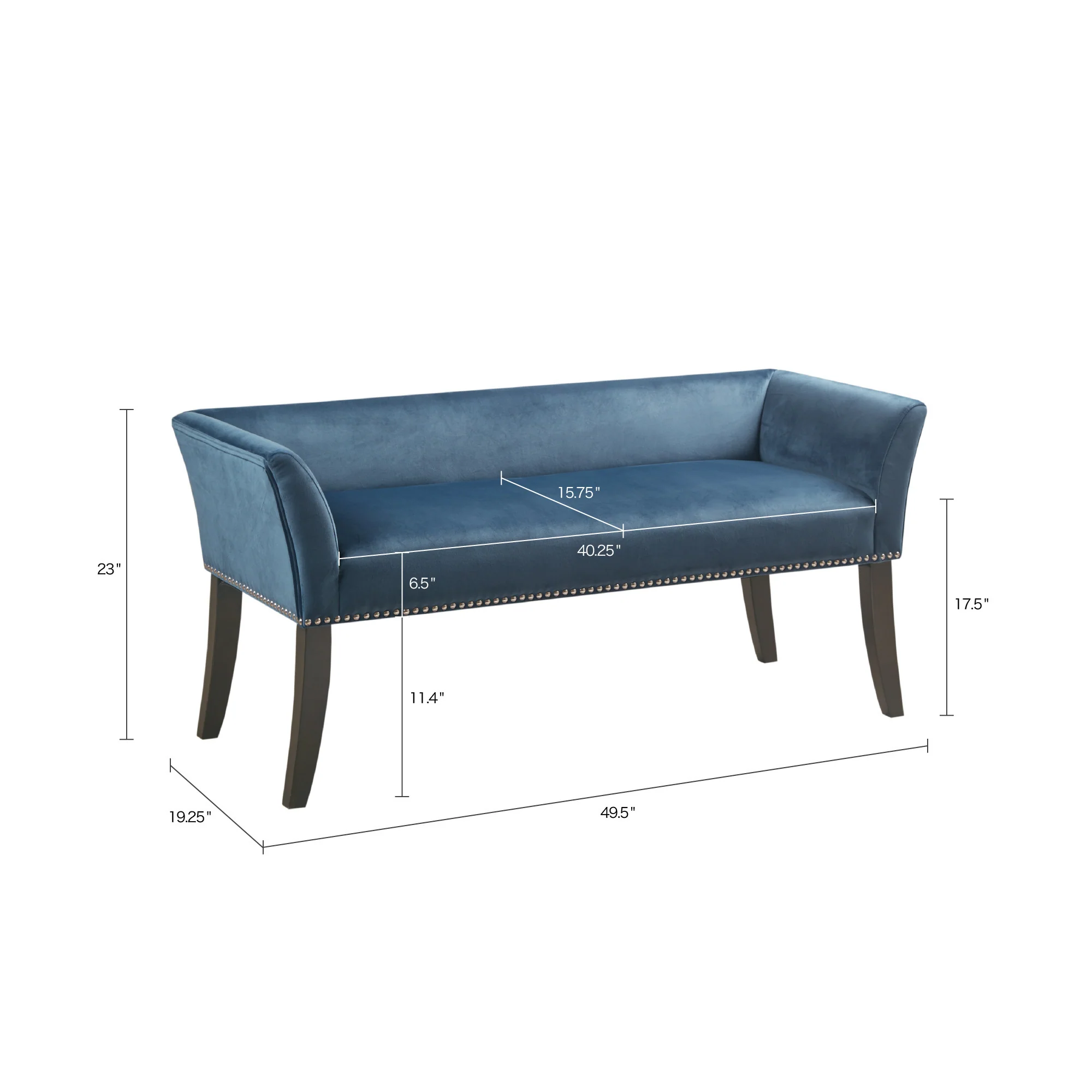 Welburn 49.5" Upholstered Bench with Back & Wood Legs - Image 39