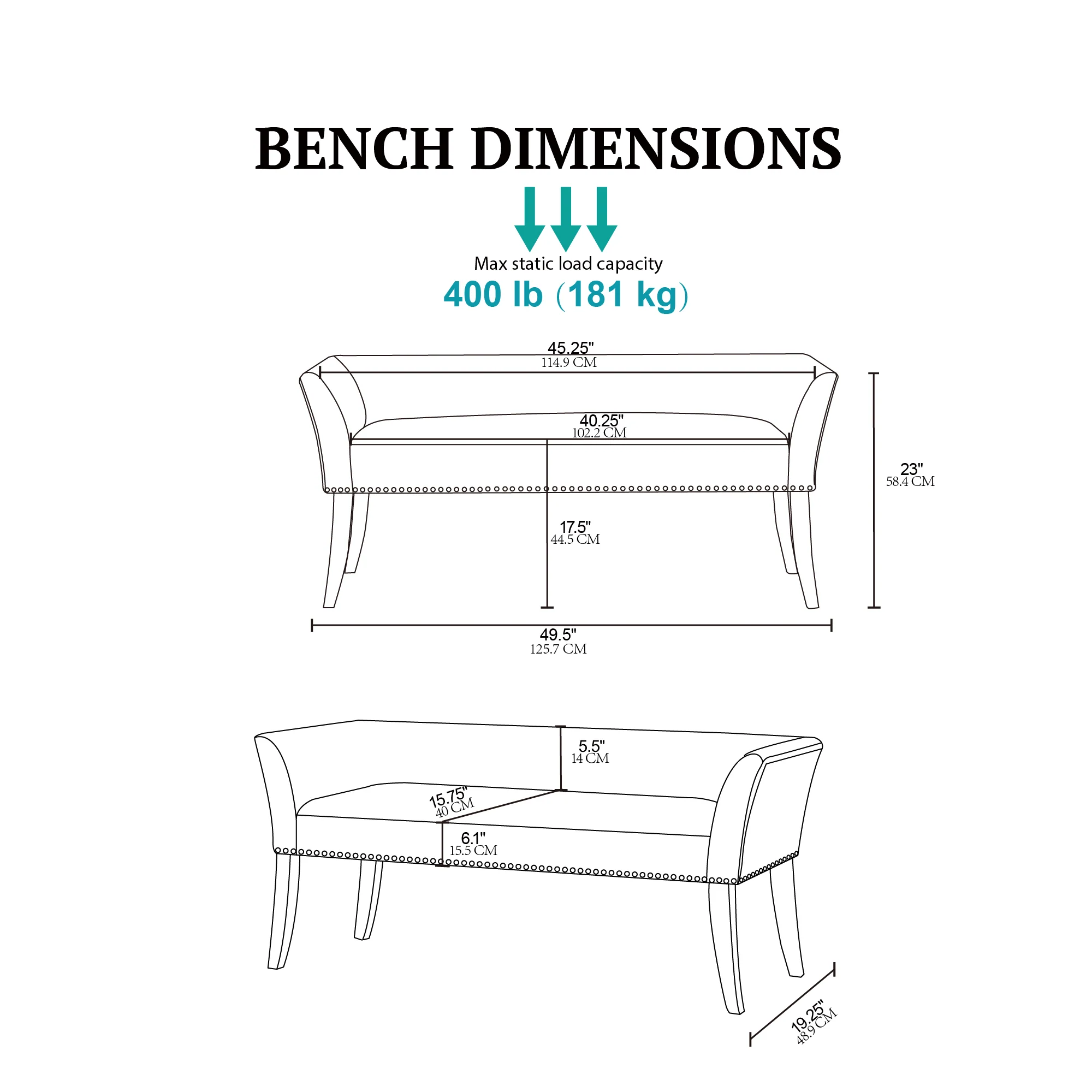 Welburn 49.5" Upholstered Bench with Back & Wood Legs - Image 42