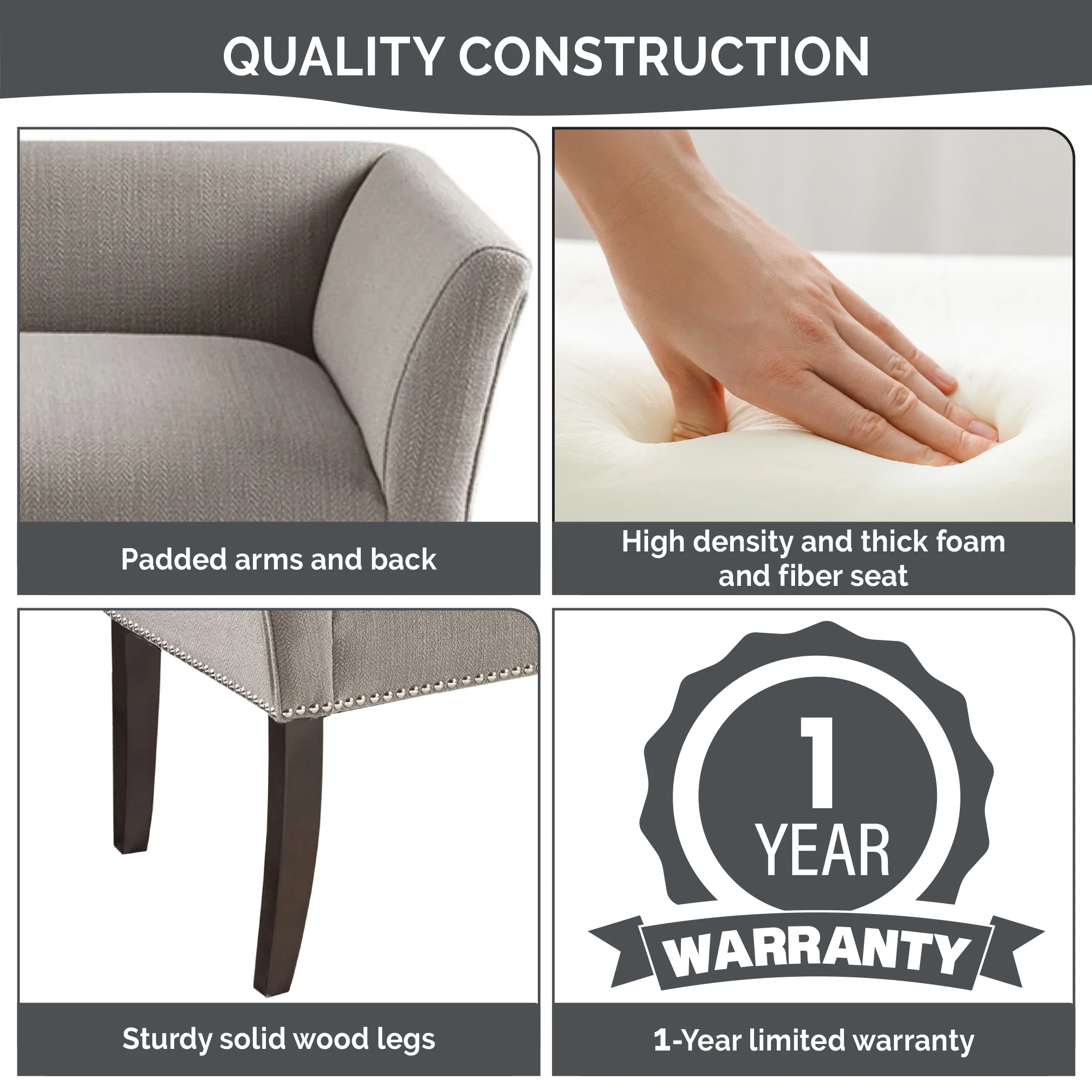 Welburn 49.5" Upholstered Bench with Back & Wood Legs - Image 43