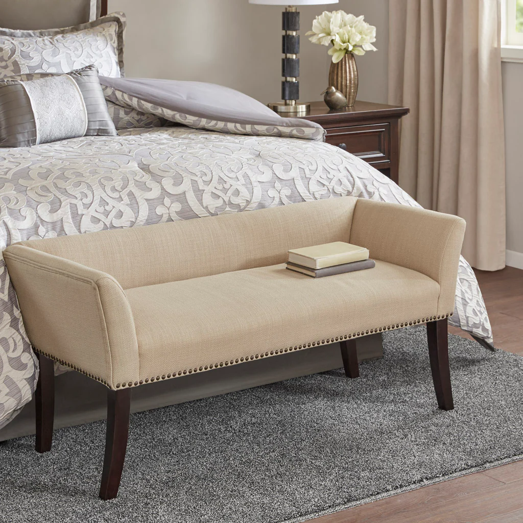 Welburn 49.5" Upholstered Bench with Back & Wood Legs - Image 5