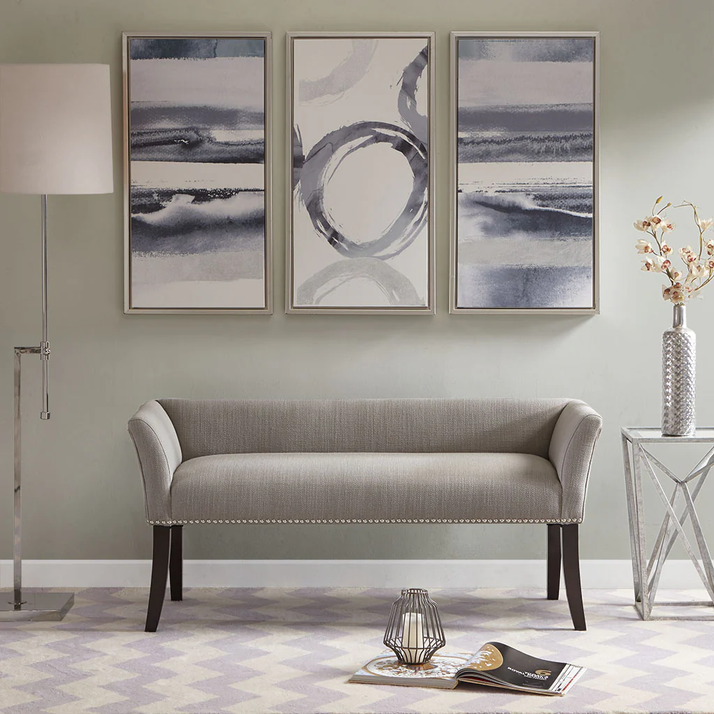 Welburn 49.5" Upholstered Bench with Back & Wood Legs - Image 59