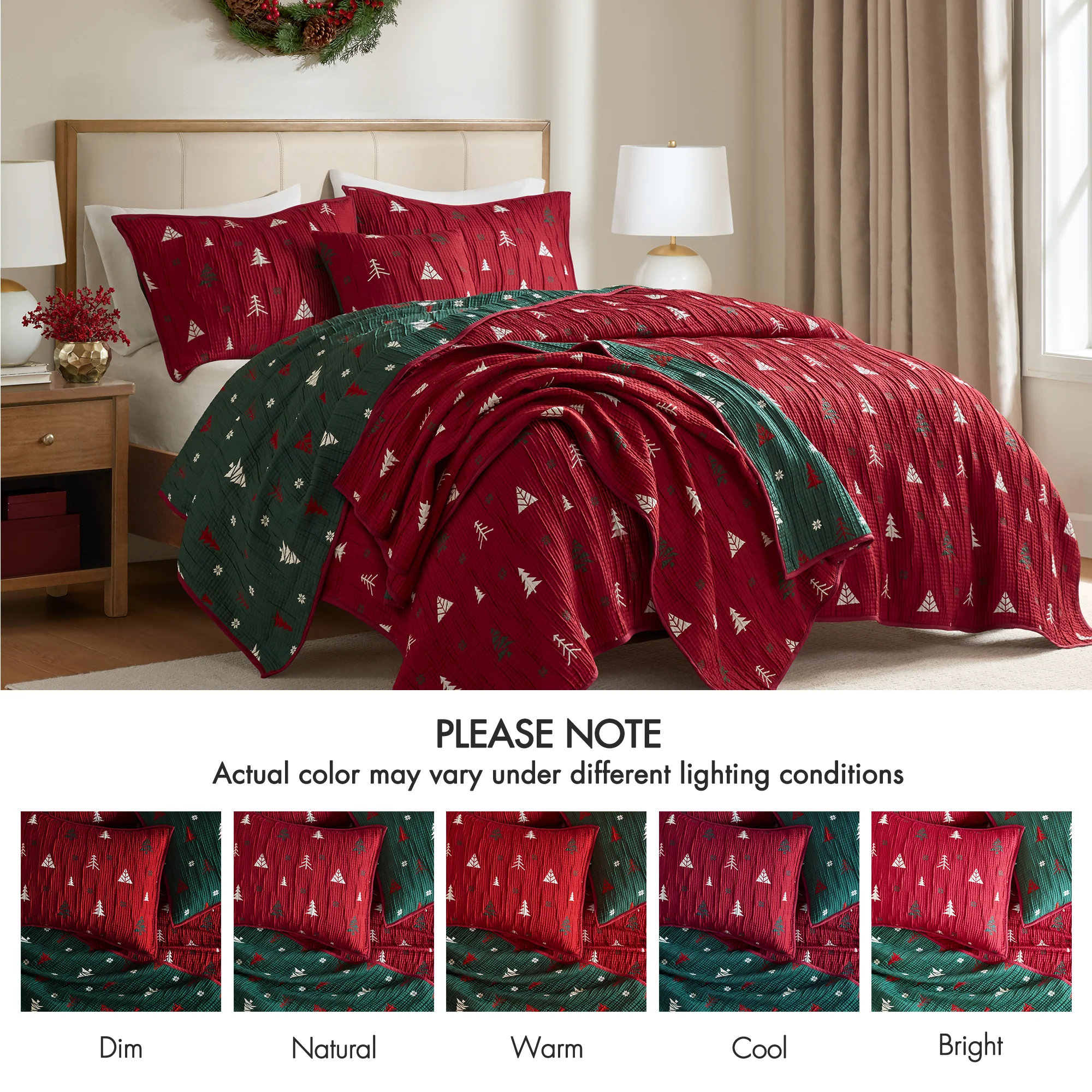 Winter Reversible Christmas 3-Piece Quilt Set - Image 16
